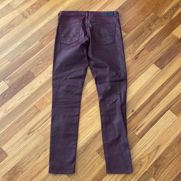 Ag Adriano Goldschmied Women’s Burgundy Skinny Jeans Size 26R - Picture 6 of 8